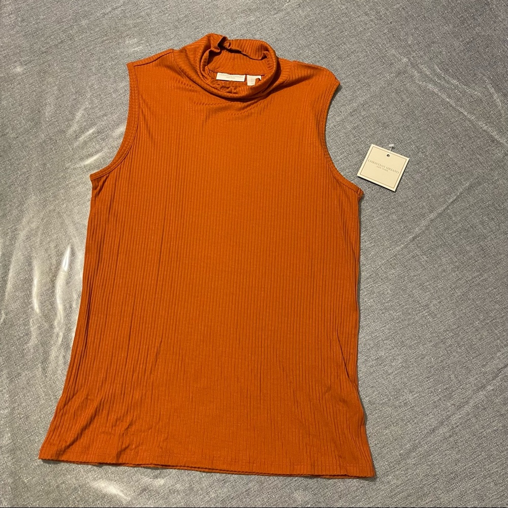 Christian Siriano Ribbed Sleeveless Turtleneck Size X Large